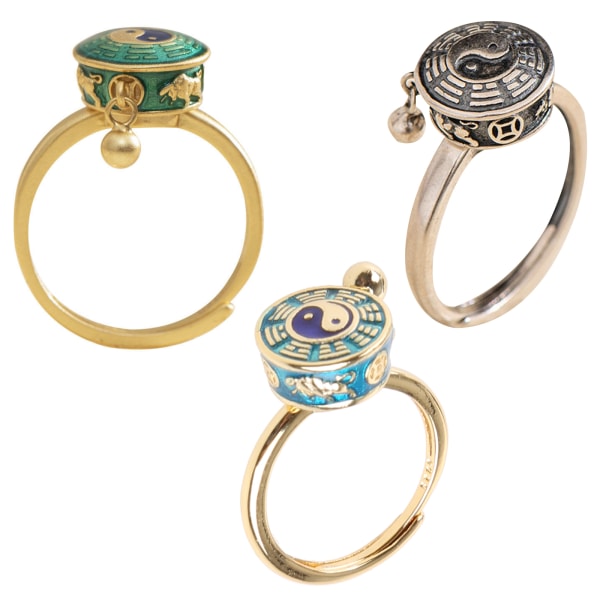 Skvallermönster Vintage Spinnerringar Smycken för Kvinnor Fingerring Kvinnor Herrringar Roterbar Anti Stress Buddhism Ring Green