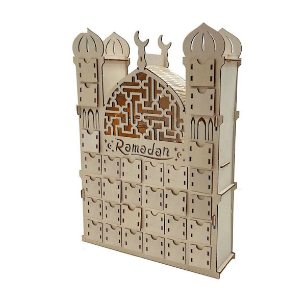 Eid Ramadan Ornament Tre for Palass Måne Stjerne Led Lysende Håndverk Forsyninger