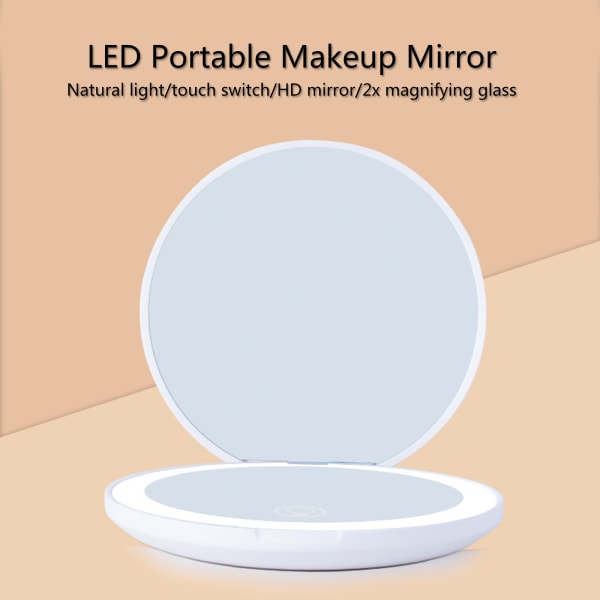 Dubbelsidig hopfällbar LED sminkspegel med lätt bärbar spegel för smink Green