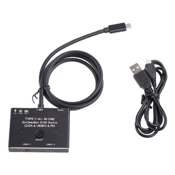 KVM Typ C Tvåvägs Switch 1x2/2x1 USB 3.1 usb c Splitter Data Video Switch 8k 60Hz PD100W för PC Monitor Mobiltelefon