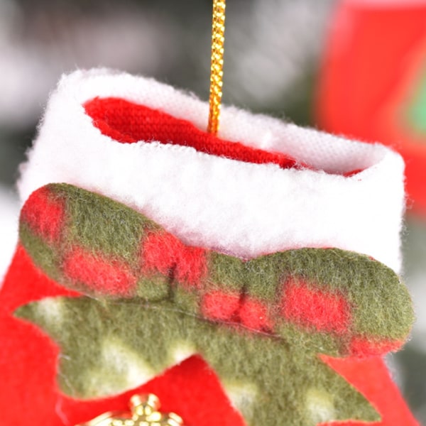 Mini julstrumpor 16 st Snowflake julgranshänge hantverk för julgransöppen Familjefest
