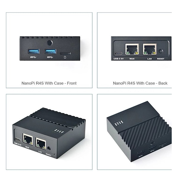 Nanopi R4S Mini Router 1GB/4GB LPDDR4 CNC Full Metal för Shell RK3399 Dual Gigabit Ethernet-port för IOT NAS för Smart H