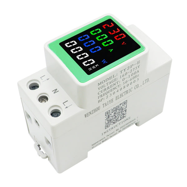 Elmätare ACDin Rail Consumtion Wattmeter Monitor WattKWh Power VoltAmp Meter LED Display Digital Multimete
