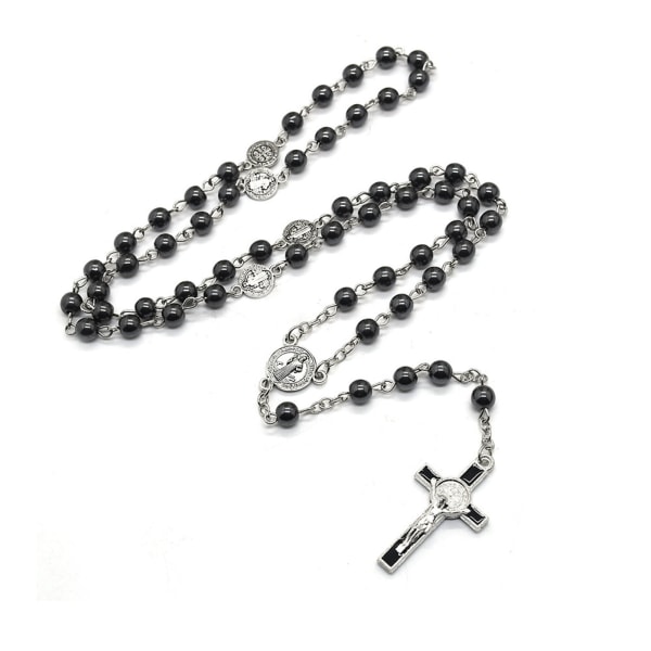 Mode handgjorda runda glaspärlor Katolsk rosenkrans Kvalitetspärla för kors Halsband Pärlor för kors religiösa hängen Nec