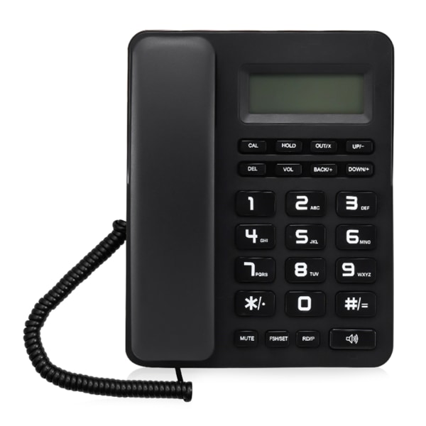 VTC-500 Fastnettelefon med ledning, store knapper og LCD-display til seniorer, bordmodel og vægmonteret telefon til hjem og kontor