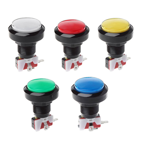 Speltryckknapp 45 mm rund 12V LED-belyst tryckknappsbrytare med mikrobrytare för arkadspel 5 färger Red