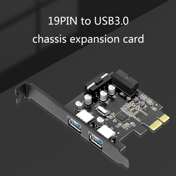 PCI-E till 2-portar USB 3.0 expansionskort PCI för Express Desktop External Controller Adapterkort med 19-stifts power