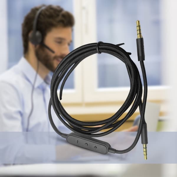 Solid erstatningshodetelefonledning med mikrofoner for G433 G233 GPRO X-headset 2 meters