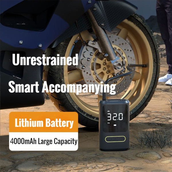 Billuftkompressor Mini-portabel trådlös digital elektrisk uppblåsningspump Uppblåsbar för bil Motorcykel-cykeldäck 80W