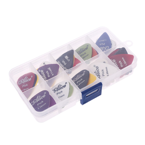 Gitarrplektrum 40-i-1 för Fodral Set Plastmix 0.58-1.50 Färg Slumpmässig