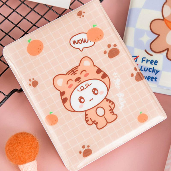 Cartoon Bear Photo Album 3'' 64Pocket Love Heart Hollow Kpop Card Pärm Fotokort ID-hållare Fickor Namnkort Presentbok Blue