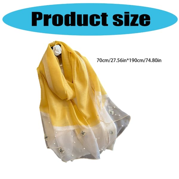Sommerfugledesign Broderet Polyester Sjal Let Stola 5