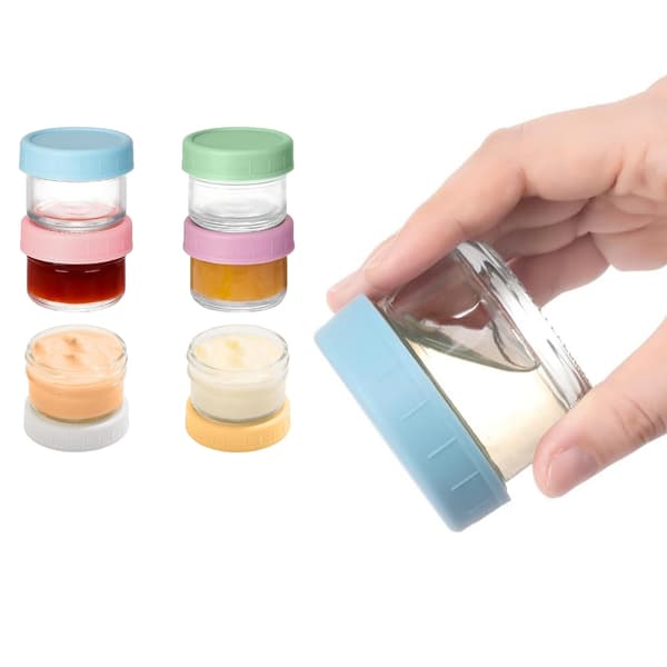 6 stk. multifunksjonelle glassbeholdere for saus, designet for variert bruk
