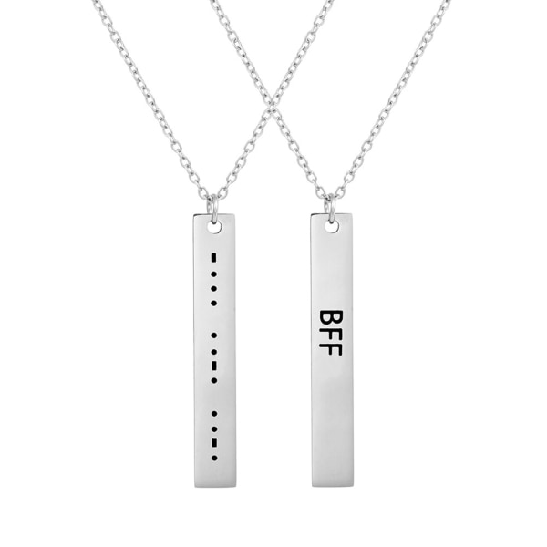 Personligt coolt enkelt halsband Kvinnor Girl Stick Morse Code Hänge Halsband Rostfritt stål Födelsedagsfest present null - J BFF