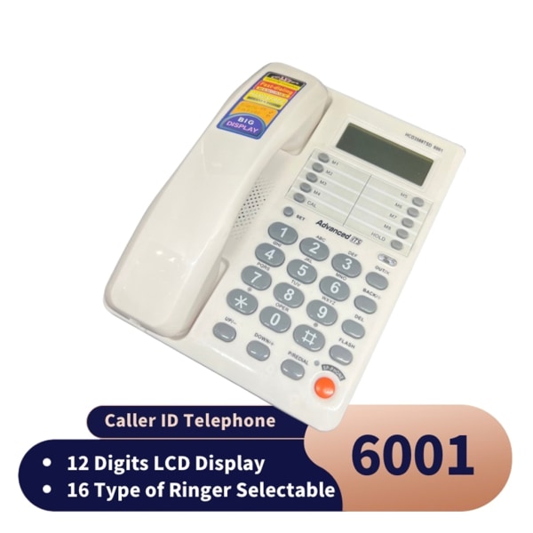 Fast telefon med sladd med högtalardisplay Fast telefon med stor knapptryckning fast telefon med nummerpresentation White