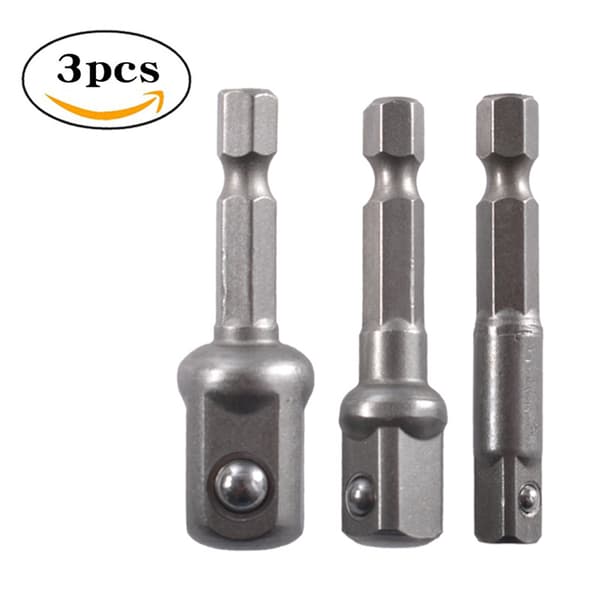 Praktisk 3x 1/4\" 3/8\" 1/2\" Slagfast Socket Adapter Hex Shank Adapter Stål