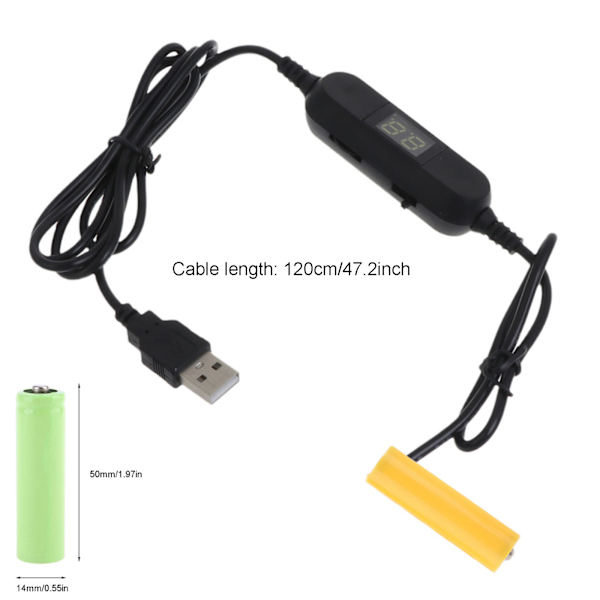USB till 1,5V 3V 4,5V 6V 12V LR6 AM3 AA Dummy batterikabel Byt 1-8st batterier för Radio LED Light Toy Rörelsesensor
