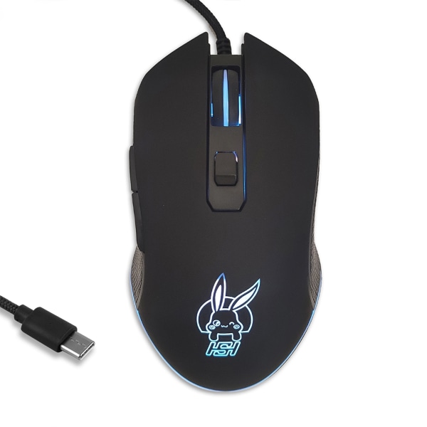 Rabbit Wired Mechanical Gaming Mus USB C Luminous Light Mouse 2400 DPI Wired Optical Gamer Mouse för PC Datorspel