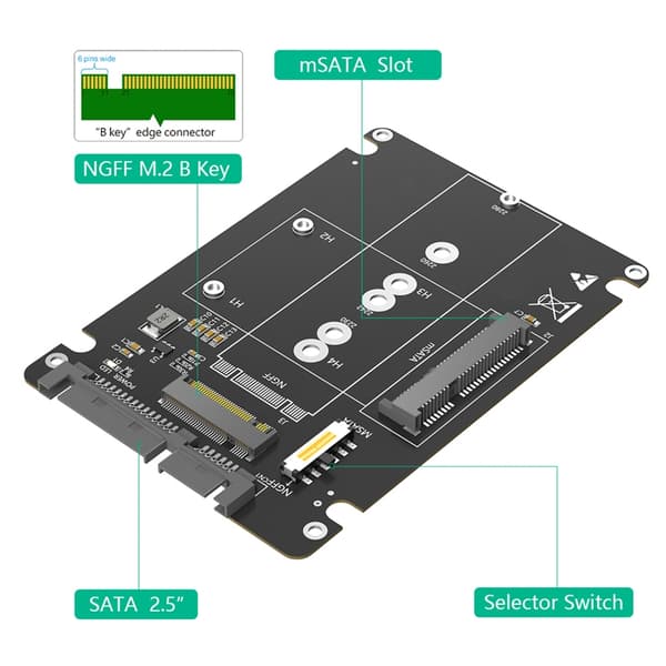 2 i 1 M.2 NGFF mSATA til SATA3.0 Konverter Adapter til PC Bærbar