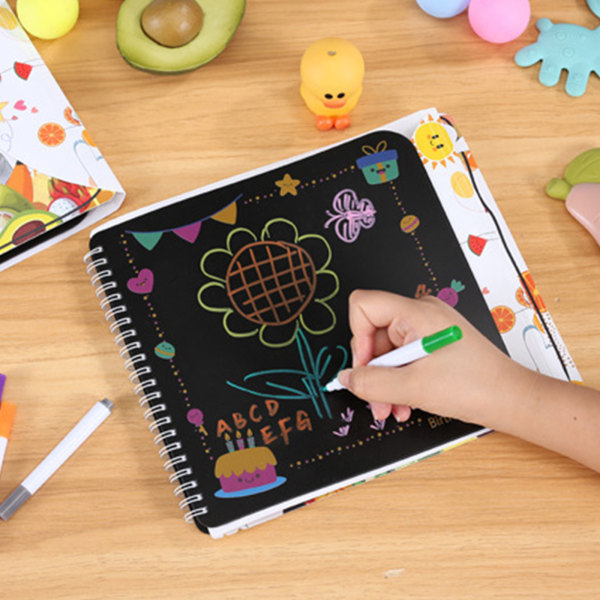 Återanvändbar ritbräda Montessori Toy Doodle Book utan kladd 12 vattenkritor Tidig inlärning Konstmålarleksak för barn 3+