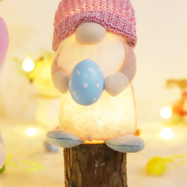 Påskhare Gnome Plysch Skandinavisk Tomte Elf Decorations Lighted Rabbit Decor Pink