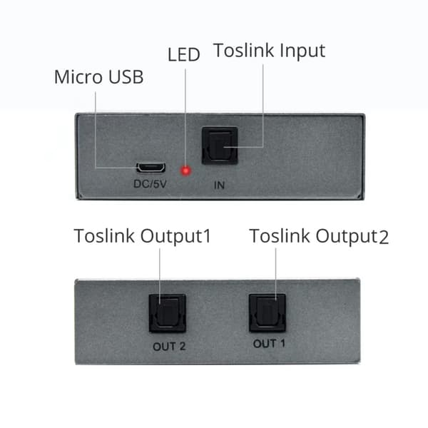 Digital Optisk Splitter 2x1 Toslink Splitter - Effektiv Signalhåndtering