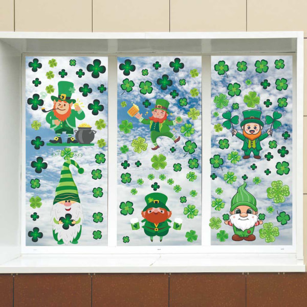 Saint Patrick's Day Gnome Stickers Set med 6 irländska svenska Gnome Ornament Sets