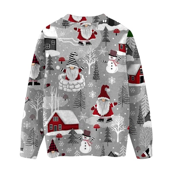 Langærmet julepullover til kvinder 3D-juleprintet pullover sweatshirt Gray XXL