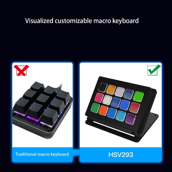 LCD Tastatur Dynamiske Ikoner Makro Pad til Multitasking Skabere PC Kompatibel