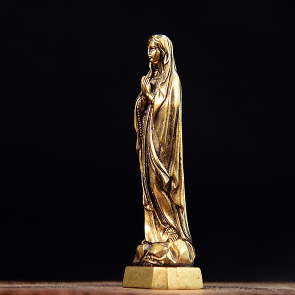 Antikk Messing Velsignet Hellige Mor Statue for Hellig og Kunstnerisk Rom