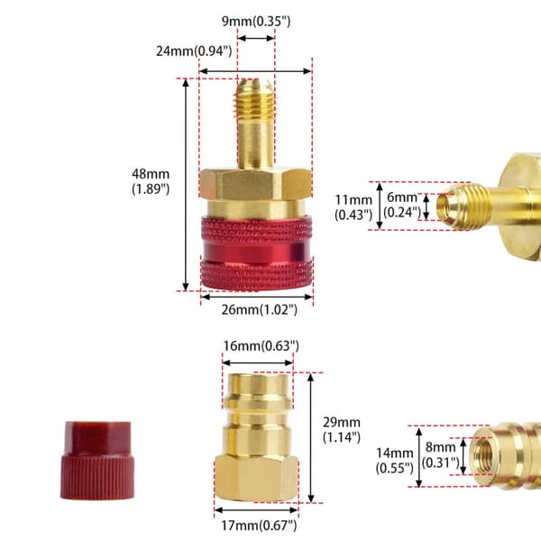 R1234YF lynkobling, R1234yf til R134a adapter høj lav konvertering