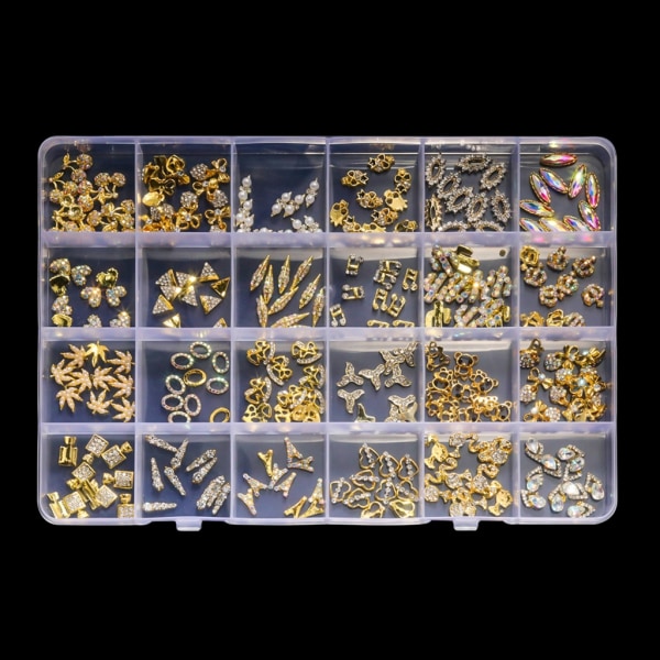 24-Facks Nagelkonst Berlocker Kors Nagel Strass Berlocker Multi-form Nagel Ädelstenar DIY Nagelkonst Dekoration Manikyr Tillbehör