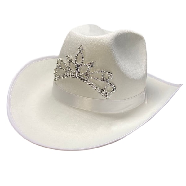 Vacker Western Crown Cowboyhatt Cowgirlhatt med bred brättning med justerbar dragsko All-match till jul Halloween