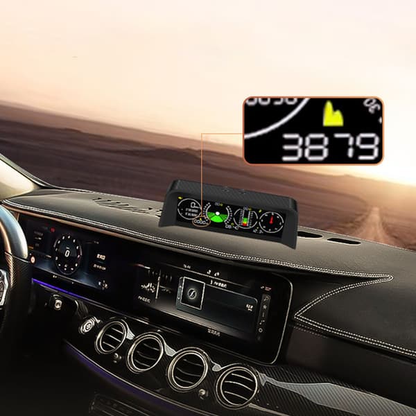 Digitalt Inklinometer Alarm Hastighet Bilkompass med LCD Head-Up Display