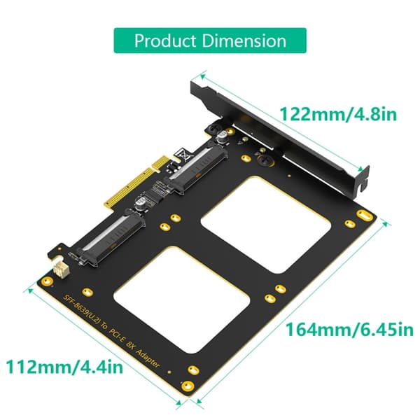 To SFF 8639 SSD'er til PCIe4.0 8X Interface Kort til Fleksibel Computer