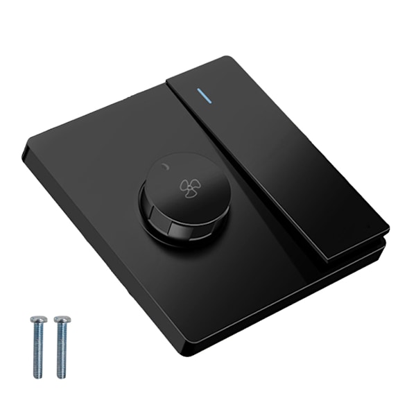 220V Universal Takfläkt Hastighetskontroll Väggknapp Dimmer Switch Steglösa växlar Fläkthastighetsjustering Black