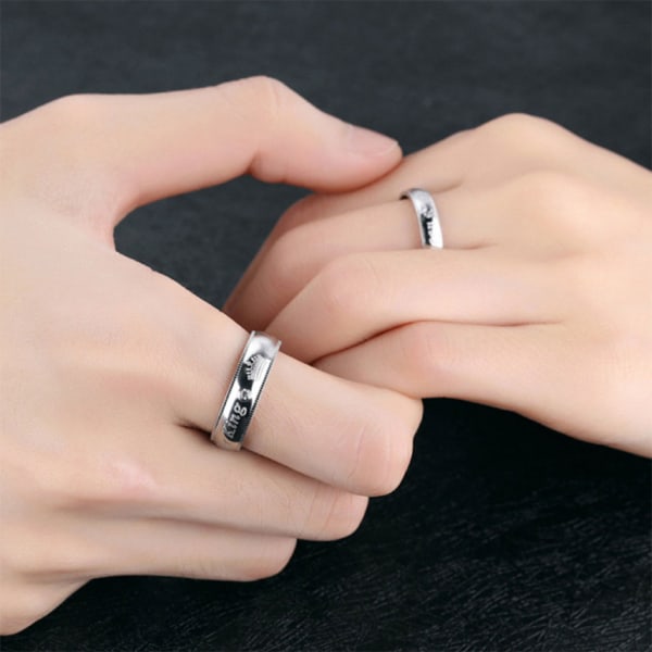 1 par Her King and His Queen Ring Matchande Ring Promise Ring Justerbar öppningsring Lämplig för damer och herrar