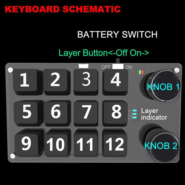 Bluetooth-kompatibel anpassade 9 tangenter 12 tangenter Tangentbord Volymknapp Programmering Makrospel för Photoshop Mekanisk knappsats White 9 key