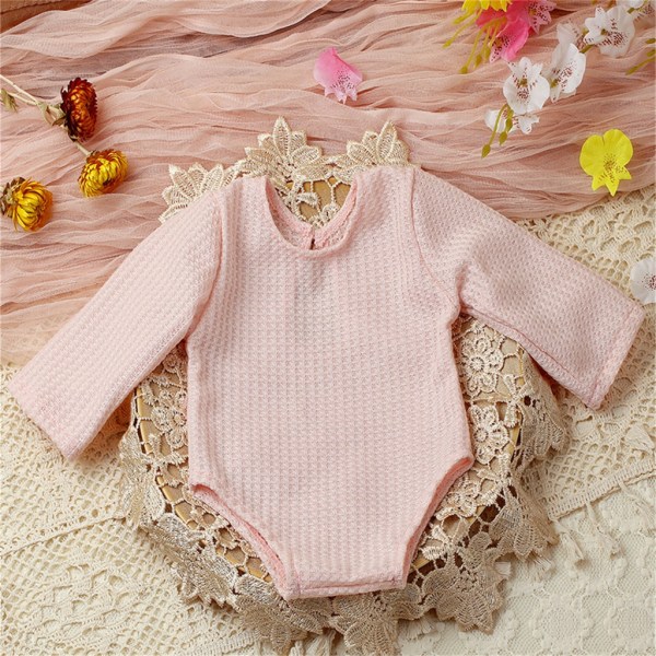 Uppgraderad Nyfödd Fotografi Rekvisita Baby Girls Photo Shoot Broderi Romper Bodysuit Romper Baby Girl Shower Present