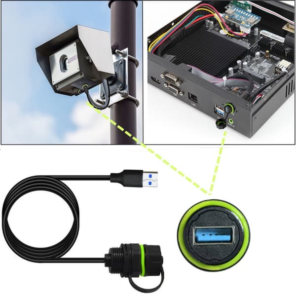 Vandtæt USB3.0 Panelmonteringskabeladapter 5Gbps Høj Hastighed til Industriel Brug