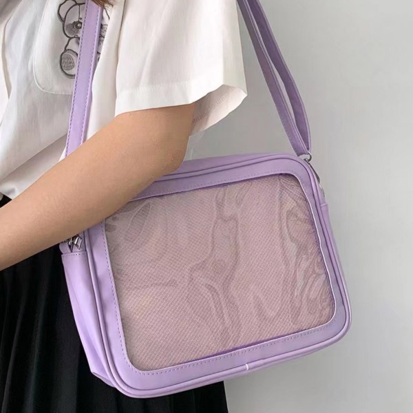 Dam Ita Messenger Bag Dam axelväska i japansk stil Flickor Söt Transparent Crossbody-väska Studentväska Black