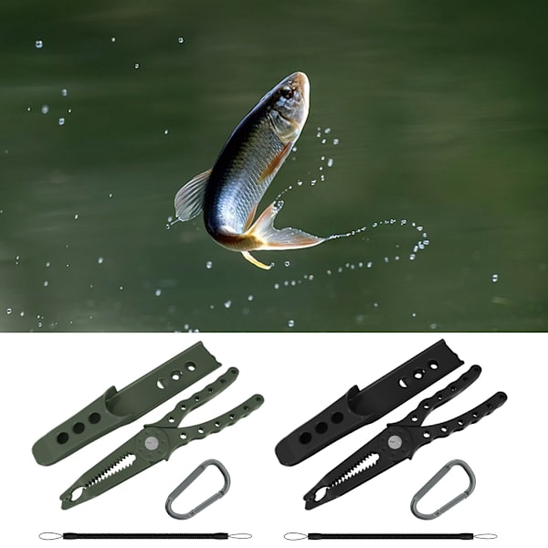 Fiskegripare Bärbar Fish Grip Läppklämma Grabber Fish Clamp Grip Fish Controller Fisketång Tång med karbinhake Black
