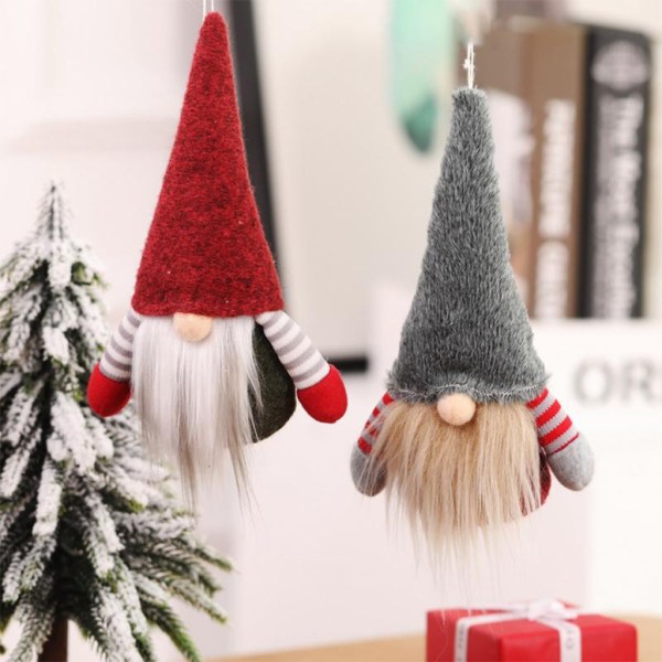 Jultomte för docka mini plysch hatt tomtedockor miniatyr för docka figurin Semesterpresent till julfestivalen bröllop Bab Gray