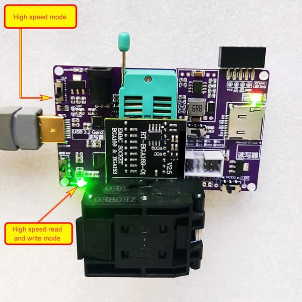eMMC Imaging-værktøj med hurtige USB3.0-interfaces Adapter 809H Holder