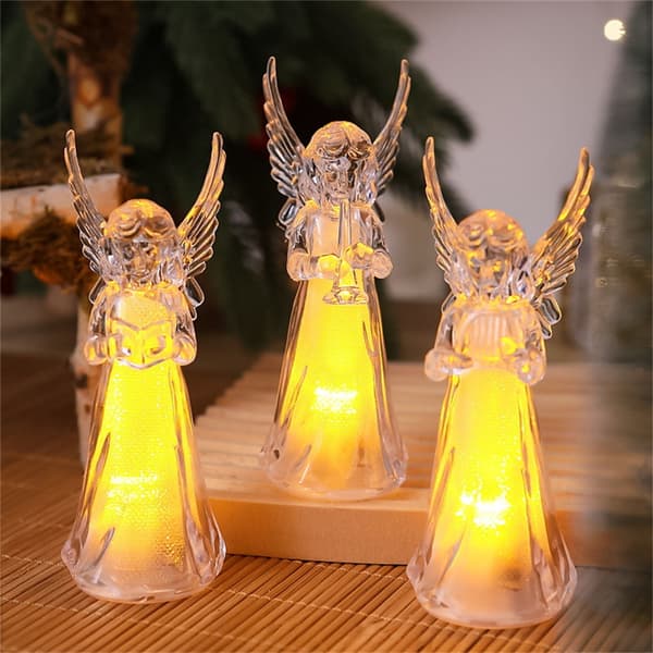 4 stk. Akryl Engel Natlampe Glitrende Sengelamper Dekorativt Element