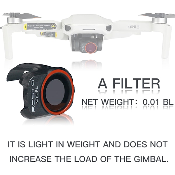 6x til DJI-Mavic MINI 1/2/SE Drone Kameralinsefiltre CPL UV ND4 ND8 ND16 ND32