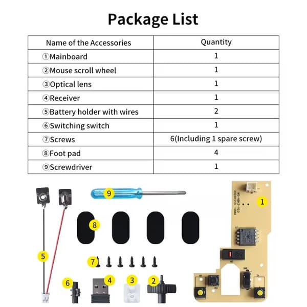 Muse-kit hardware til trådløs lab-mus 3D-print trådløs muse-kit DIY