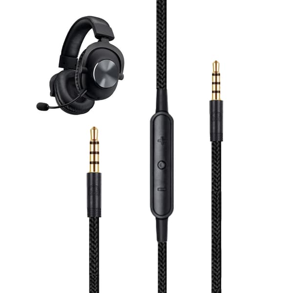 Solid erstatningshodetelefonledning med mikrofoner for G433 G233 GPRO X-headset 2 meters