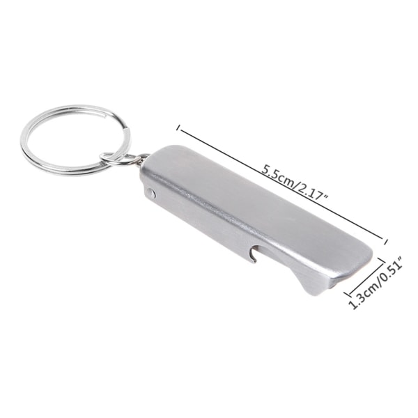2 i 1 Nail Cutter Flasköppnare, Rostfri Mini Vikbar för nyckelring Nagel Cutter Clipper EDC Pocket Tool med nyckelring