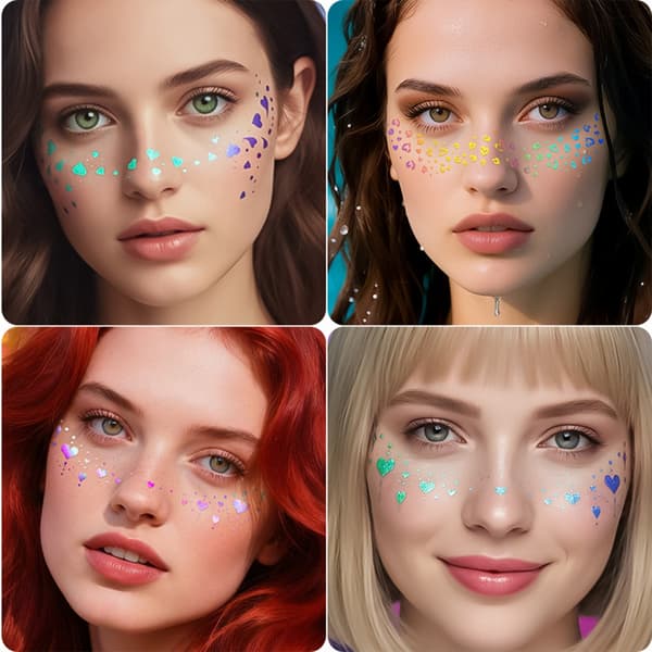 5 st Glitter Ansiktsdekaler Ark Simtåliga Säkra Håller Genom Duschar 81